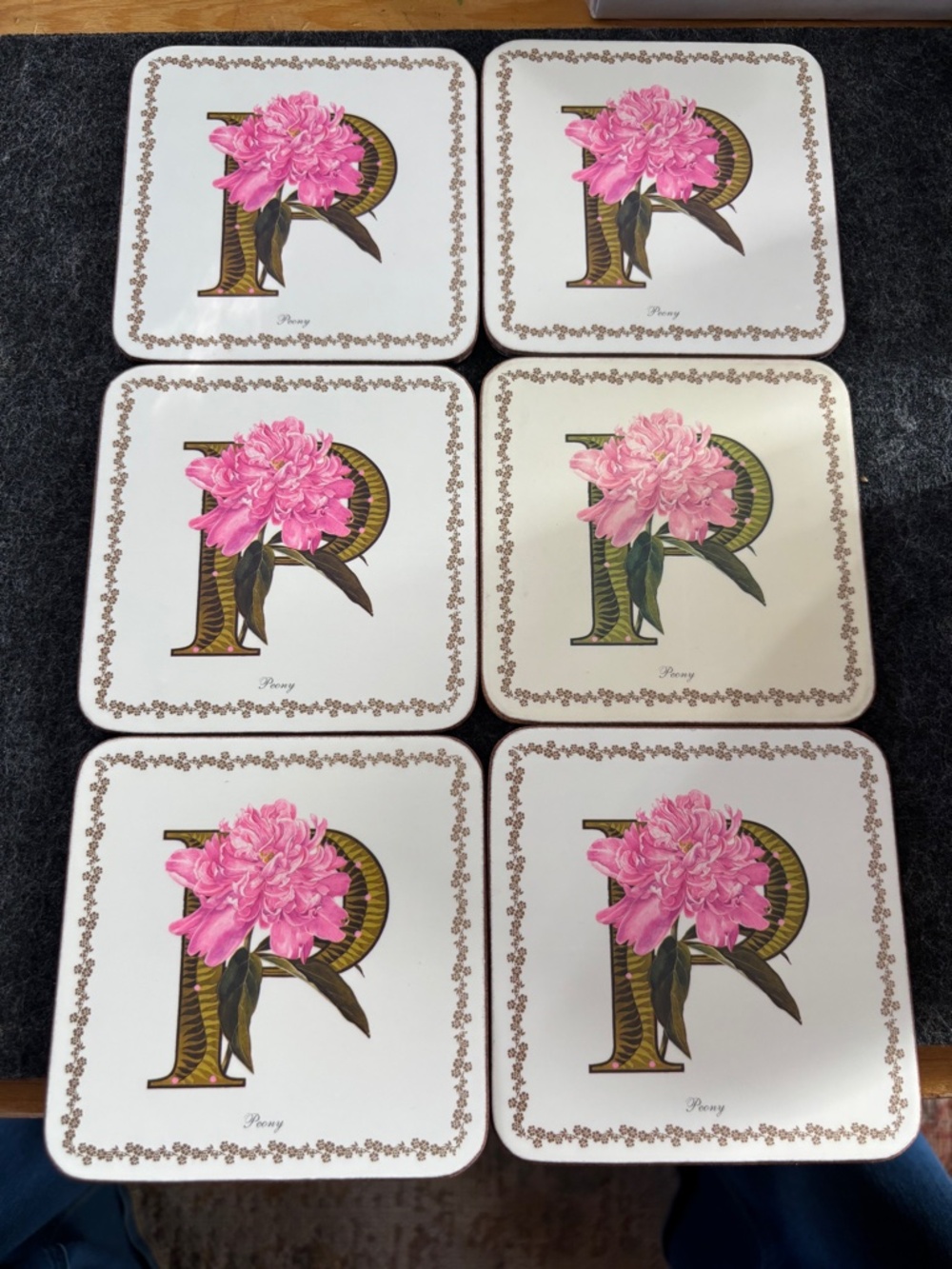 Pimpernel Alphabet Floral Coasters